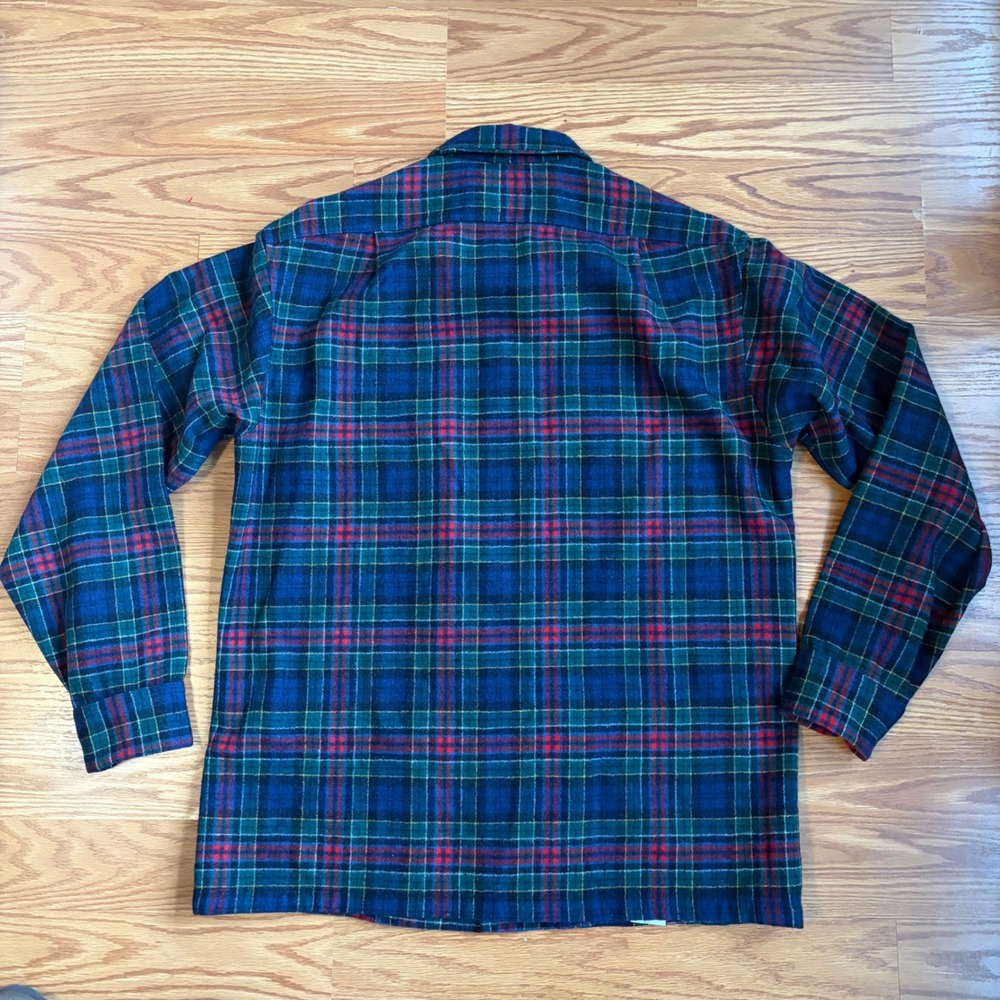 Vintage 70s/80s Pendleton Wool Field Shirt Men's M - Black Watch Tartan Plaid - Picture 9 of 9